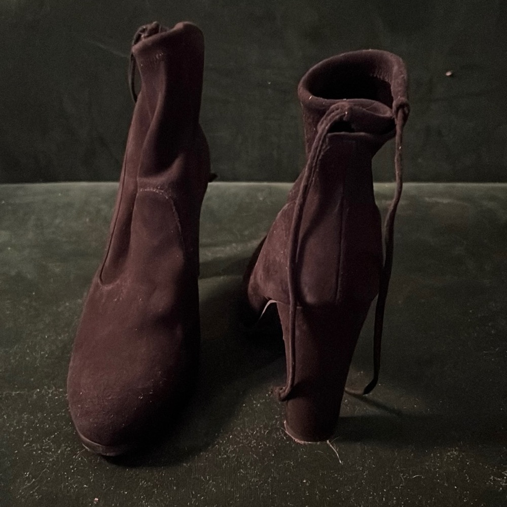 Stuart Weitzman Black Suede Glove High Heel booties